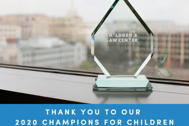 Champion for Children's plaque.