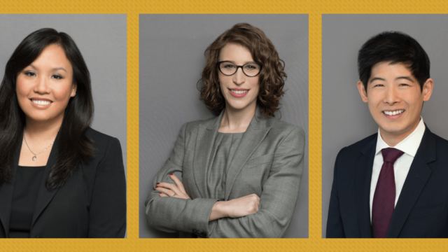 Williams and Connolly's Tracy A. Fung, Michaela Wilkes Klein, and Tony Sheh