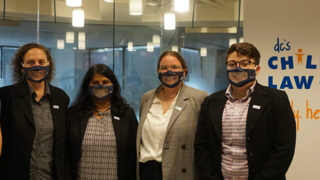 A photo of Children's Law Center's policy team at the organization's office.